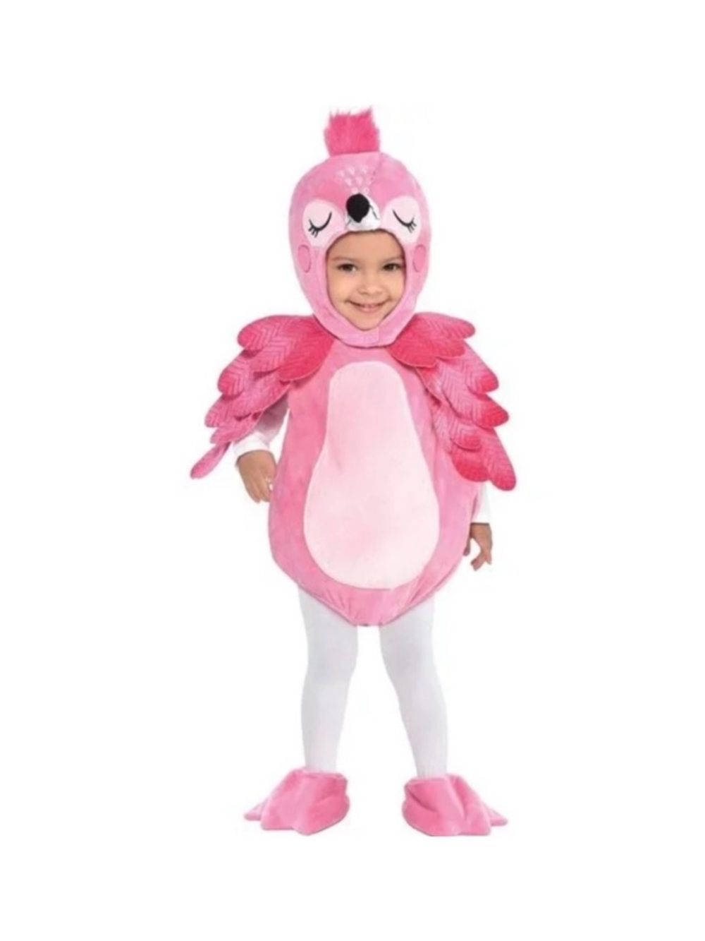 Cute Pink Flamingo Kids Costume - Plush Hood & Feathered Wings